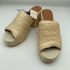 Universal Thread Nessa Women’s Platform Sandals Beige 10 Woven Tops And Around The Sole And Heel Memory Foam Perfect For Any Occasion The Heel Has A Scuff In The Material As Shown Measurements Are Shown New To Poshmark? Use My Code Hollyhobby669 To Receive $10 Off Your First Purchase . Fast Shipper Orders Placed By 1:30 Est Monday-Friday Non Holidays Shipped Same Day Beige Slip-on Heels For Summer, Spring Slip-on Heels With Woven Sole, Beige Block Heel Wedge Sandals For Spring, Spring Wedge Sandals With Textured Footbed, High Heel Sandals With Cushioned Footbed For Beach, Textured Footbed Open Heel Wedge Sandals For Spring, Spring Straw Wedge Sandals With Textured Footbed, Summer Closed Toe Mules With Textured Footbed, Beige Slip-on Wedge Sandals For Summer