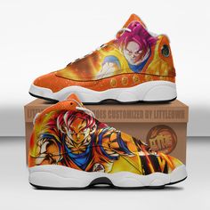 Goku Shoes Custom Super Saiyan God Dragon Ball Anime Jd13 Sneakers Lightweight construction with breathable mesh fabric provides a comfortable and flawless fit. Goku Shoes, Super Saiyan God, Jordan 13 Shoes, Anime Shoes, Shoes Custom, Anime Gifts, Jordan 13, Super Saiyan, Trendy Sneakers