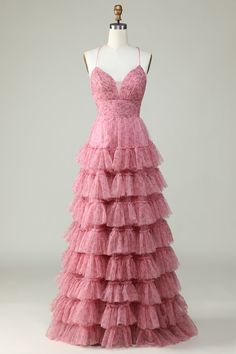 Layered Tulle Prom Dress, Layered Prom Dress, Pink Tulle Prom Dress, Prom Dress Inspo, Prom Dress Inspiration, Maxi Dress Prom, Pink Tulle, Tulle Prom Dress, Hoco Dresses