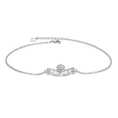 PRICES MAY VARY. The hands on the Claddagh symbolize friendship, the heart love and the crown loyalty. In Celtic tradition the claddagh is given to someone who is special to you. Claddagh charm size: 0.84 * 0.39 inch; Cable Chain length: 9 inch + 1 inch extender chain; Weight: 3.23 g. Package: 1 x silver cleaning cloth and 1 x small jewelry box. Material: 925 sterling silver, great option for most metal allergies. Tarnish resistant, Nickel-free, Lead-free, Cadmium-free; Plating: rhodium; Finish: Claddagh Bracelet, Anklet For Women, Foot Bracelet, Silver Anklet, Beach Anklets, Sterling Silver Anklet, Bow Jewelry, Small Jewelry Box, Summer Boho