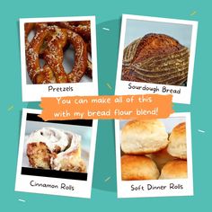 there are four different types of breads on this page, each with their own name