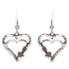 Look fashionable with these double heart dangle earrings which are crafted delicately. This versatile earrings set makes a great addition to any woman's jewelry collection. These gorgeous earrings will make a fabulous addition for your wedding, prom or any formal affair! Color: Silver, Red Material: Crystal Rhinestones, Metal Casting, Rhodium Plated Dimensions (Size): Approx. 1.50" Drop x 0.79" W (Fish Hook) Style: Valentine's Day, Heart, Dangle Style, Fashion Lead Compliant Hearts Earrings, Jewelry Beautiful, Heart Dangle Earrings, Rhinestone Heart, Valentines Jewelry, Double Heart, Metal Casting, Gorgeous Earrings, Fish Hook