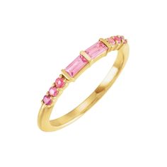 Color Play Stackable Ring Gemstones: Pink Tourmaline, Pink Topaz, Garnet Rhodolite Shank Base Width: 2mm Shank Base Thickness: 2mm Top Height: 2.6mm Available Metals: 10KY, 10KR, 10KW, 14KY, 14KR, 14KW, 18KY, 18KR, 18KW, Platinum Please allow up to 3 weeks for item to ship. For rush order requests, please message shop directly. This item is custom made to order. It is FINAL SALE and not eligible for returns or exchanges. If you have any questions about this item, please message me directly prior Classic Pink Half Eternity Jewelry, Pink 14k Gold Baguette Cut Jewelry, Pink Stackable Jewelry For Formal Occasions, 14k Gold Pink Half Eternity Ring, Pink 14k Gold Half Eternity Ring, Pink 14k Gold Stackable Rings, Formal Pink Stackable Rings Fine Jewelry, Pink Stackable Rings For Formal Occasions, Glen Cove