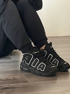 Air Jordan Uptempo Outfit, Black Uptempo Outfit, Nike Uptempo Fits, Nike Uptempo Black, Black Uptempo Nike, Nike Uptempo Sneakers Black, Baddie Style