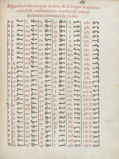 an old book with writing on it and numbers in the middle, including letters that spell out