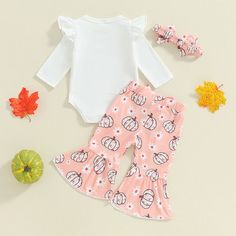 Includes: Onesie, Pants, & Bow Material: Cotton, Polyester Blend Gender: Girls Pattern: Letters, Pumpkins, Floral Sleeve Length: Long Summary: Baby Toddler Long Sleeve Little Pumpkin Onesie with Pumpkin Floral Print Pants & Bow 3 Piece Fall Outfit Flower Outfit, Pumpkin Onesie, Pumpkin Flower, Floral Print Pants, Cloth Flowers, Floral Sleeve, Print Pants, Girl Pattern, Printed Pants