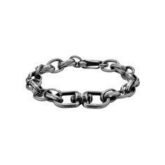 Add a touch of edge to your wardrobe with this men's LYNX gunmetal gray ion plated chain bracelet. Add a touch of edge to your wardrobe with this men's LYNX gunmetal gray ion plated chain bracelet. Length: 8.5 in. Chain type: link Metal: stainless steel Plating: gunmetal gray ion plated Finish: antiqued, polished Packaging: boxed Size: 8.5". Gender: male. Age Group: adult. Modern Gunmetal Chain Bracelet With Solid Link Construction, Modern Gunmetal Link Bracelets, Modern Gunmetal Chain Bracelet, Modern Gunmetal Link Bracelet, Black Metal Chain Bracelet With Oxidized Finish, Black Oxidized Metal Chain Bracelet, Gunmetal Chain Link Bracelet As Gift, Oxidized Metal Chain Bracelet With Oval Links, Gunmetal Link Chain Bracelet