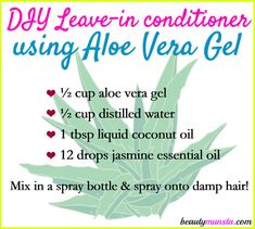 Natural Beauty Hacks, Diy Conditioner, Conditioner Recipe, Jasmine Essential Oil, Aloe Vera For Hair, Haircuts Straight Hair, Best Beauty Tips, Natural Beauty Tips, Hair Growth Oil