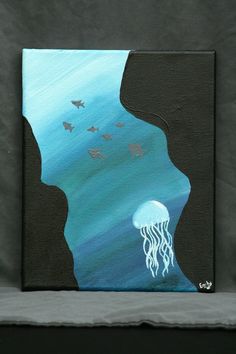 a painting of a jellyfish floating in the ocean