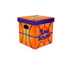 an orange and purple box with the words tune squad on it