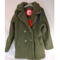 Hot Kiss Faux Fur Cool Winter Outerwear Fleece Jacket Shaggy Size M. Warm Green Outerwear For Fall, Green Winter Fleece Jacket, Green Fleece Jacket For Winter, Green Winter Fleece Jacket With Fleece Lining, Winter Green Fleece Jacket With Fleece Lining, Green Fleece Outerwear For Winter, Green Fleece Outerwear For Cold Weather, Sherpa Fur Coat With Long Sleeves For Winter, Long Sleeve Sherpa Fur Coat For Winter