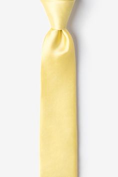 Sunshine Yellow 2" Skinny Tie Solid Color Summer Ties For Black Tie Events, Solid Color Ties For Black Tie Events In Summer, Classic Ties For Spring, Summer Solid Suit And Tie Accessories, Spring Black Tie Solid Color Ties, Solid Color Spring Ties For Black Tie Events, Solid Color Ties For Black Tie Events In Spring, Spring Formal Tie, Formal Ties For Spring