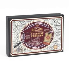 an image of a wine bottle and label on a wooden box with the words escape from starline express