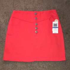 Nwt Gianni Bini Coral Denim Button Fly Mini Skirt Size 9 Really Cute Gb Mini Skirt Tag Says Coral But I Think It Is More Orange. Flat Lay Measured Waist 15” Length 16” High Waist Cotton Mini Skirt With Button Zip Fly, Casual High Waist Mini Skirt With Button Zip Fly, High Waist Fitted Skort, Trendy Fitted Mini Skirt With Snap Buttons, High Waist Fitted Skort With Button Closure, Mid-rise Skirt With Button Zip Fly For Spring, High Waist Skirt With Button Zip Fly For Spring, Fitted High Waist Mini Skirt With Button Closure, Fitted Mini Skirt With Snap Buttons