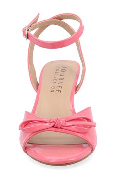 An ankle-strap sandal crafted from glossy faux leather offers sweet style with a dainty bow and kitten heel. 2" heel Synthetic upper, lining and sole Imported Backyard Graduation Party, Strap Sandals Women, Journee Collection, Sweet Style, Kitten Heel, Vintage Shoes, Ankle Strap Sandals, Strap Sandals, Graduation Party