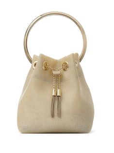 Jimmy Choo Bon Bon Bucket Bag - Farfetch Jimmy Choo Bon Bon Bag, Jimmy Choo Gold, Mesh Pouch, Jimmy Choo Bag, Chanel 2, Bon Bon, Mesh Design, Flat Boots, Ballet Flat Shoes