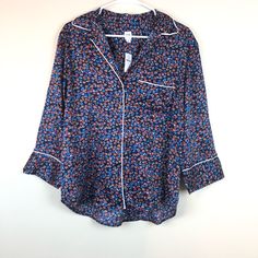 Gap Silky Pajama Button Top Pink Navy Floral Nwt! New With Tags! Length From Top Of Shoulder Down 23 Front 26 Back Pit To Pit 21 Inches Casual Gap Sleepwear For Spring, Gap Relaxed Fit Sleepwear For Pajama Party, Button-up Sleepwear For Pajama Party, Casual Sleep Tops By Gap, Casual Gap Tops For Sleep, Gap Long Sleeve Sleepwear, Casual Gap Sleep Top, Gap Sleepwear For Spring Loungewear, Spring Gap Loungewear Sleepwear