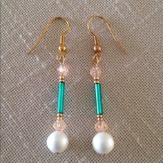 Pearl Beads Earrings, Beginner Earrings, Beaded Jewelry Patterns Free, Diy Wedding Earrings, Diy Bead Earrings, Simple Bead Earrings, Chandelier Earrings Diy, Cloth Jewellery, Jewelry With Beads