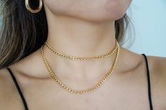 Light gold chain with double layers. First chain can be fitted into your desired length (select at checkout). Second chain will hang to loose to give it a relaxed look. Ensure to measure neck with measuring tape in inches. (You may want to leave a little extra room so your necklace is not too tight) Leave note at checkout if you can not select your length. Gold Trendy Double Chain Choker, Gold Trendy Choker With Double Chain, Gold Double Chain Trendy Choker, Trendy Gold Double Chain Choker, Double Gold Chain, Dainty Chain Necklace, Gold Chain Choker, Silver Choker Necklace, Trending Necklaces