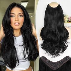 an image of a wig with long black hair