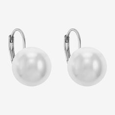 Pearl Type: Simulated PearlsEarring Back: Lever BackMetal Color: Silver ToneEarring Length: 19mmEarring Width: 14mmCare: Wipe CleanEarrings Style: Drop EarringsCountry of Origin: Imported Classic White Pearl Metal Earrings, Classic White Metal Hoop Earrings, White Metal Clip-on Pearl Earrings, Clip-on White Pearl Earrings, White Clip-on Metal Pearl Earrings, Formal White Hoop Earrings With Ear Wire, White Round Hoop Earrings With Lever Back, Classic Party Earrings With Lever Back, Monet Jewelry