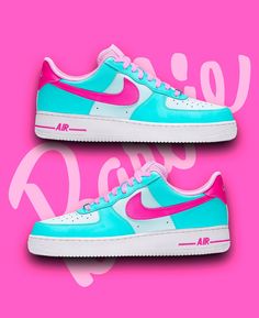 Barbie Pink Yellow Custom Air Force One Hand-painted Shoes - Etsy Turkey Nike Painting Ideas, Custom Painted Nikes, Air Force 1 Custom Ideas, Nike Custom Shoes, Sneaker Diy, Air Force One Shoes, Nike Shoes Women Fashion, Customized Shoes, Ball Shoes