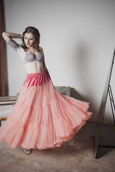 This is the petticoat to shame all others. Delight in the fluff without the crisp, stiff feel typical of most. One Size fits up to 10. Notes:This style does have bulk at the waist, making it a good match for only natural-waisted or empire gowns with gathers at the waist. Approx 60 day delivery. Brown Sundress, Veil Headpiece, Petticoat, Headpiece, Veil, Sundress, Tulle Skirt, A Line, Coral