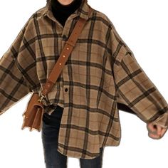 Oversized Brown Shirt For Spring, Oversized Plaid Collared Top, Beige Relaxed Fit Shirt For Fall, Beige Shirt With Relaxed Fit For Fall, Oversized Plaid Shirt For Fall, Winter Oversized Button-up Shirt, Oversized Collared Winter Shirt, Oversized Button-up Winter Shirt, Trendy Oversized Brown Shirt