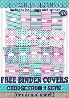 the free binder covers choose from 4 sets or mix and match for each item