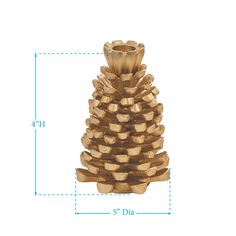 a wooden pine cone is shown with measurements