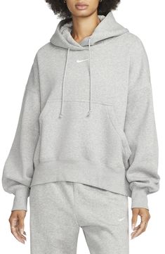 Nike Sportswear Phoenix Fleece Pullover Hoodie | Nordstrom Nike Sportswear Phoenix Fleece, Grey Nike Hoodie, Gray Hoodies, Nike Pullover Hoodie, Black Leggings Outfit, Fleece Sweatpants, Oversized Pullover, Nike Hoodie, Casual Black