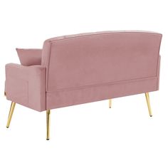 a grey couch with gold legs on a white background