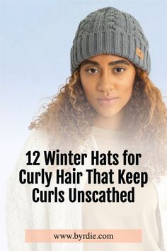 Winter Hats For Big Hair, Beanie For Curly Hair, Winter Hats For Curly Hair, Hats And Curly Hair, Curly Hair With A Beanie, Hats For Curly Hair Winter, Curly Hair Winter Styles, How To Wear A Beanie With Curly Hair