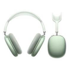 the headphones are green and white, with one earpiece attached to each other