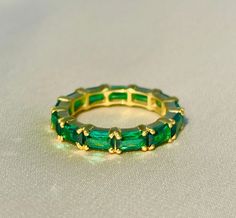 Playing Sports, Handmade Sign, Solid Gold Ring, Solid Gold Rings, Stackable Ring, Emerald Gemstone, Gems Jewelry, Ring Handmade, Stackable Rings