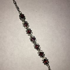 New Without Tags. 7.5” Long. Stainless Steel Silver Red Jewelry, Most Expensive Jewelry, Vampire Jewelry, Fire Jewelry, Jewelry Lockets, Dope Jewelry, Garnet Jewelry, Expensive Jewelry, Jewelry Lookbook