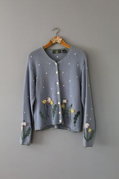 DANDELIONS Cardigan Periwinkle Blue Embroidered 3D Cardigan Orvis Spring Cardigan - Etsy 3d Cardigan, Spring Cardigan, Spring Cardigans, Periwinkle Blue, Cardigans For Women, Dandelion, Cardigans, Ships, Blue