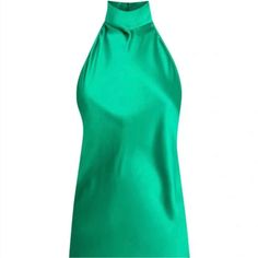 Katayouns Green Ralph Dress Satin Halter Mini Dress Worn Once! Could Fit Anywhere From Xs To M! Green Satin Halter Neck Mini Dress, Green Silk Halter Neck Dress, Green Halter Neck Midi Dress For Formal Occasions, Green Silk Midi Dress For Night Out, Green Sleeveless Evening Tops, Green Silk Midi Dress For Date Night, Elegant Green High Neck Tops, Green Sleeveless Silk Midi Dress, Green Silk Sleeveless Midi Dress