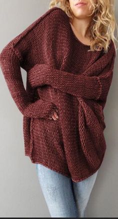 Long Sleeve Knit Pull Over Loose Sweaters Cozy Womens Sweaters, Loose Knitwear, Loose Pullover Sweater, Pullover Outfit, Hem Sweater, Mode Casual, Oversize Fashion, Stylish Sweaters, Loose Pullover