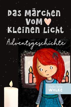 an illustration of a girl with red hair standing in front of a lit candle