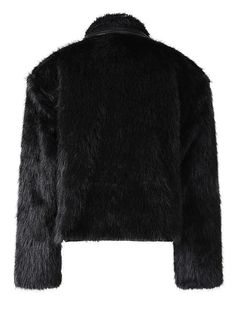 Fabric: Faux Fur Casual Black Fur Coat With Faux Fur Lining, Casual Black Winter Fur Coat, Black Faux Fur Coat For Fall, Trendy Black Winter Fur Coat, Trendy Black Fur Coat With Faux Fur Lining, Chic Long Black Fur Coat, Chic Black Long Sleeve Fur Coat, Black Faux Fur Coat With Long Sleeves, Black Long Sleeve Faux Fur Coat