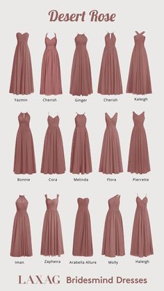 the different types of bridesmaid dresses on display in an ad for azazie