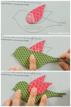 the instructions to make an origami bird with paper on it's wings