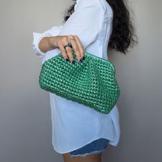 "📌 GREEN Wedding Bag, Green Evening Clutch, Green Pouch Bag 💡SMALL:    9\" x 6\" x 4.7\" (7\" Handle Frame) 💡MEDIUM: 10.2\" x 6.7\" x 5.1\" (7.8\" Handle Frame) 💡LARGE:    11.8\" x 6.7\" x 5.1\" (8.6\" Handle Frame) 📌Model is holding Medium size bag. 💡SMALL:    23 cm x 15 cm x 12 cm (18 cm Handle Frame) 💡MEDIUM: 26 cm x 17 cm x 13 cm (20 cm Handle Frame) 💡LARGE:    30 cm x 17 cm x 13 cm (22 cm Handle Frame) 💡 Shoulder Strap: Optional (Please write to me if you want a chain strap) 💡 For Green Pouch Shoulder Bag For Party, Green Clutch Shoulder Bag For Party, Green Clutch Bag For Party, Green Clutch For Party, Green Rectangular Evening Bag, Summer Formal Green Bags, Green Shoulder Bag For Summer Parties, Green Rectangular Evening Bag For Events, Green Summer Party Shoulder Bag