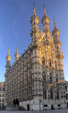 an old building with many spires on it