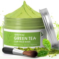 PRICES MAY VARY. POWER OF GREEN TEA - SHVYOG green tea face mask enriched with organic green tea powder, a powerful antioxidant known to soothe and revitalize skin, which effectively activate cells, replenishes dull complexions for more revitalized, healthy looking skin. Green tea clay mask effectively fends of aging signs to keep your skin looking younger. SUPER DETOX ANTIOXIDANT - This green tea mask draws on the powerful minerals in green tea to deeply detox, draws out the toxins and impuriti Tea Face Mask, Green Tea Face Mask, Green Tea Detox, Turmeric Vitamins, Green Tea Face, Pore Mask, Green Tea Mask, Clay Face Mask, Organic Green Tea