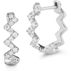 Sofer Jewelry - Diamond Zig Zag Huggie Earrings in 14K White Gold Zigzag Pattern, White Gold Set, Zig Zag Pattern, Huggie Earrings, Relish, Huggies Earrings, White Gold Diamonds, Zig Zag, Prong Setting