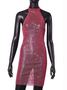 Rhinestone fishnet see through open back dress. Bust: 31”-43” Waist: 31”-39” Sheer Back Mesh Dress For Club, Mesh Club Dress With Sheer Back, Club Mesh Dress With Sheer Back, Night Out Sheer Back Mesh Dress, Night Out Mesh Dress With Sheer Back, Mesh Dress With Sheer Back For Night Out, Glamorous Mesh Mini Dress For Night Out, Glamorous Summer Mesh Mini Dress, Backless Mesh Party Dress