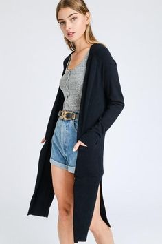 Casual Office Cardigan Sweater - Black Light Knit Cardigan, Long Black Cardigan, Longline Cardigan, Soft Cardigan, Open Cardigan Sweater, Fall Is Here, Style Cardigan, Lightweight Cardigan, Trendy Clothes For Women