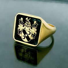 "Your custom solid sterling silver ring will be made on your order, customize this Coat of Arms and your logo on this collection! A beautiful symbol that will fit your hands and style. perfect gift for anniversary, special dates and any date you can imagine can be personalized. Different colors are silver, gold, rose gold. White gold and 24K gold options will never tarnish and last decades. Please contact me if you are interested in my jewelry. >ABOUT ME: I have 25 years of experience in making Wax Seal Ring, Family Crest Rings, Wax Seal Jewelry, College Rings, Custom Signet Ring, Bridesmaid Rings, Family Rings, Beautiful Symbols, Rose Gold White